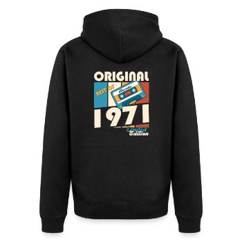 52e anniversaire Cassette Novembre Vintage 1971 - Veste à capuche bio Premium Unisexe - noir - Dos - Nico (187cm)