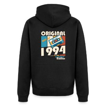 29e anniversaire Cassette Novembre Vintage 1994 - Veste à capuche bio Premium Unisexe - noir - Dos - Nico (187cm)