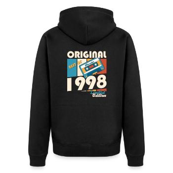 25. Geburtstag November Jahrgang 1998 Kassette - Unisex Premium Bio Zip Hoodie - Schwarz - Hinten - Nico (187cm)