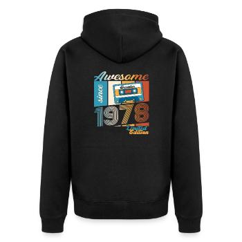 45e anniversaire Cassette décembre Vintage 1978 - Veste à capuche bio Premium Unisexe - noir - Dos - Nico (187cm)