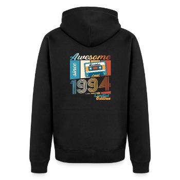 Cassette 29e anniversaire décembre Vintage 1994 - Veste à capuche bio Premium Unisexe - noir - Dos - Nico (187cm)