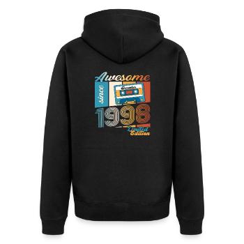 25. Geburtstag Dezember Jahrgang 1998 Kassette - Unisex Premium Bio Zip Hoodie - Schwarz - Hinten - Nico (187cm)