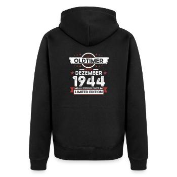 80e anniversaire Vintage Décembre Vintage 1944 - Veste à capuche bio Premium Unisexe - noir - Dos - Nico (187cm)