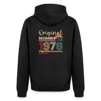 45e anniversaire Cassette décembre Vintage 1978 - Veste à capuche bio Premium Unisexe - noir - Dos - Nico (187cm)