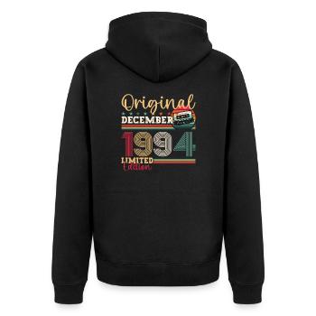 Cassette 29e anniversaire décembre Vintage 1994 - Veste à capuche bio Premium Unisexe - noir - Dos - Nico (187cm)