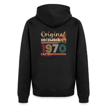 53ème Anniversaire Original Décembre Millésime 1970 - Veste à capuche bio Premium Unisexe - noir - Dos - Nico (187cm)