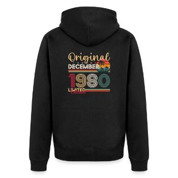 43ème Anniversaire Original Décembre Millésime 1980 - Veste à capuche bio Premium Unisexe - noir - Dos - Nico (187cm)