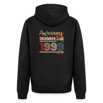 December Vintage 1999 24th Birthday Awesome - Unisex Premium Organic Zip Hoodie - black - Back - Nico (187cm)