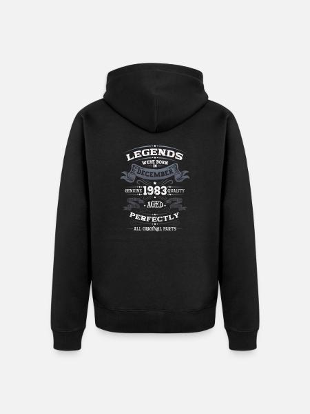 desember født i 1983 40-årsdag legende - Premium økologisk unisex-hettejakke - svart