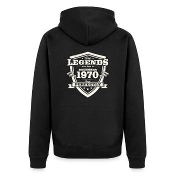 Décembre Vintage 1970 53ème Anniversaire Vintage - Veste à capuche bio Premium Unisexe - noir - Dos - Nico (187cm)