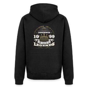 December Vintage 1999 24th Birthday Legend - Unisex Premium Organic Zip Hoodie - black - Back - Nico (187cm)