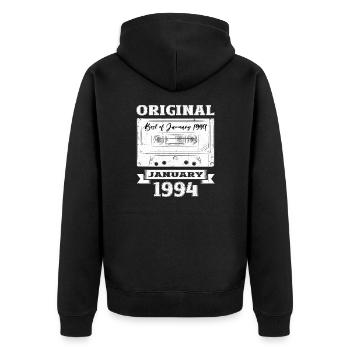30e anniversaire Cassette janvier Vintage 1994 - Veste à capuche bio Premium Unisexe - noir - Dos - Nico (187cm)