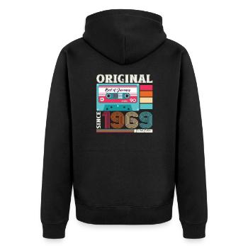 55. Geburtstag Kassette Januar Jahrgang 1969 - Unisex Premium Bio Zip Hoodie - Schwarz - Hinten - Nico (187cm)