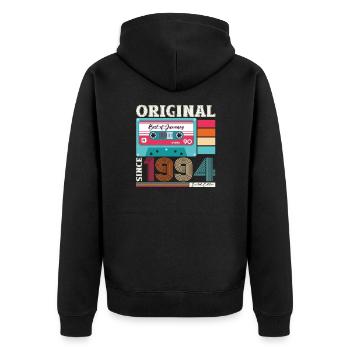 30e anniversaire Cassette janvier Vintage 1994 - Veste à capuche bio Premium Unisexe - noir - Dos - Nico (187cm)