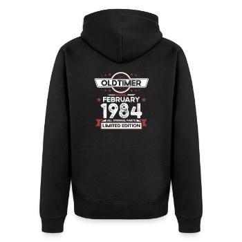 40th Birthday Classic Car February Vintage 1984 - Unisex Premium Organic Zip Hoodie - black - Back - Nico (187cm)