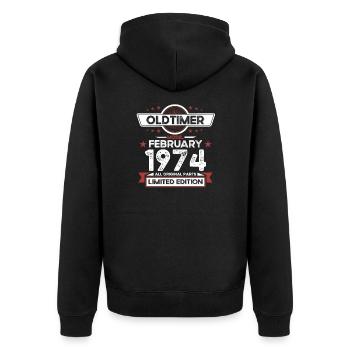 50th Birthday Classic Car February Vintage 1974 - Unisex Premium Organic Zip Hoodie - black - Back - Nico (187cm)