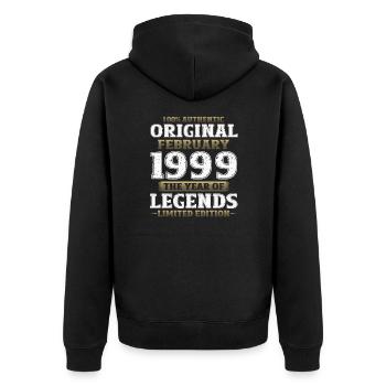 25e anniversaire Original Février Année 1999 - Veste à capuche bio Premium Unisexe - noir - Dos - Nico (187cm)