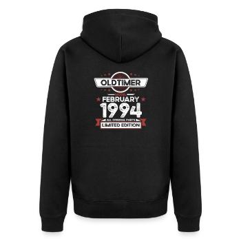 30. Geburtstag Oldtimer Februar Jahrgang 1994 - Unisex Premium Bio Zip Hoodie - Schwarz - Hinten - Nico (187cm)