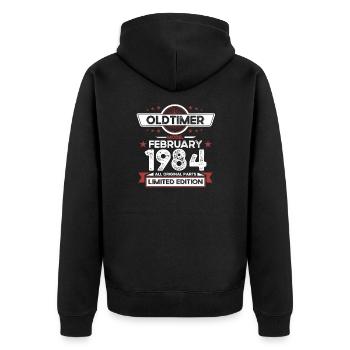 40th Birthday Classic Car February Vintage 1984 - Unisex Premium Organic Zip Hoodie - black - Back - Nico (187cm)