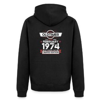50th Birthday Classic Car February Vintage 1974 - Unisex Premium Organic Zip Hoodie - black - Back - Nico (187cm)