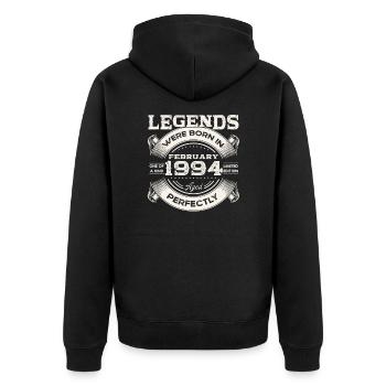 30. Geburtstag Original Februar Jahrgang 1994 - Unisex Premium Bio Zip Hoodie - Schwarz - Hinten - Nico (187cm)