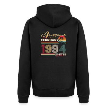 30. Geburtstag Mann Februar Jahrgang 1994 Awesome - Unisex Premium Bio Zip Hoodie - Schwarz - Hinten - Nico (187cm)