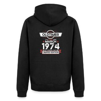 50th Birthday Classic Car March Vintage 1974 - Unisex Premium Organic Zip Hoodie - black - Back - Nico (187cm)