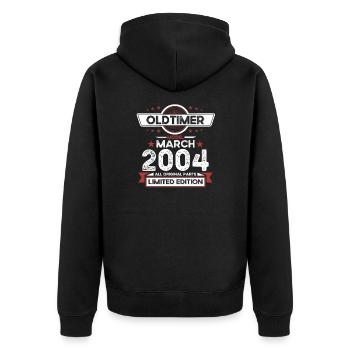 20. Geburtstag Oldtimer März Jahrgang 2004 - Unisex Premium Bio Zip Hoodie - Schwarz - Hinten - Nico (187cm)