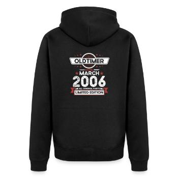 18. Geburtstag Oldtimer März Jahrgang 2006 - Unisex Premium Bio Zip Hoodie - Schwarz - Hinten - Nico (187cm)