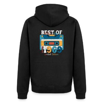 55. Geburtstag Mann best of März 1969 Kassette - Unisex Premium Bio Zip Hoodie - Schwarz - Hinten - Nico (187cm)