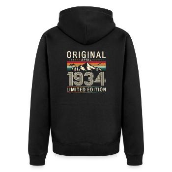 90e anniversaire cadeau mari avril Vintage 1934 - Veste à capuche bio Premium Unisexe - noir - Dos - Nico (187cm)