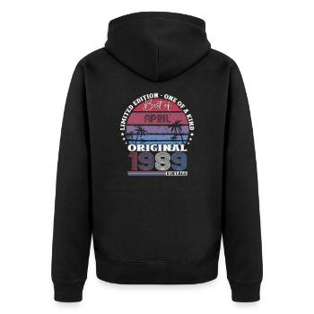 35th Birthday Gift Husband Vintage 1989 - Unisex Premium Organic Zip Hoodie - black - Back - Nico (187cm)