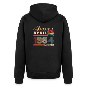 40e anniversaire mari avril Vintage 1984 génial - Veste à capuche bio Premium Unisexe - noir - Dos - Nico (187cm)