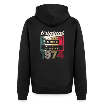 50th Birthday Husband Cassette April Vintage 1974 - Unisex Premium Organic Zip Hoodie - black - Back - Nico (187cm)