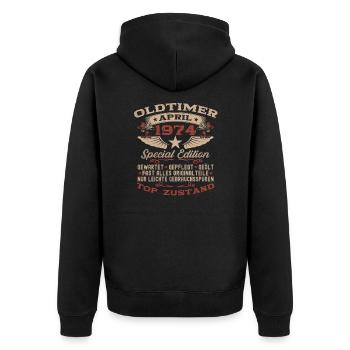 50th Birthday Man Vintage April Vintage 1974 - Unisex Premium Organic Zip Hoodie - black - Back - Nico (187cm)