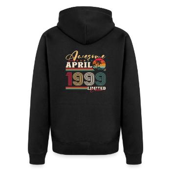 25e anniversaire mari avril Vintage 1999 génial - Veste à capuche bio Premium Unisexe - noir - Dos - Nico (187cm)
