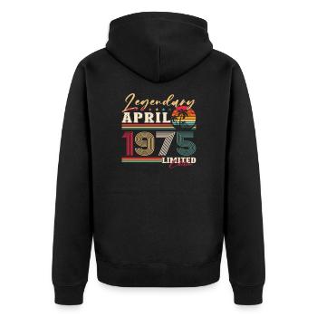 49th Birthday Husband Original April Vintage 1975 - Unisex Premium Organic Zip Hoodie - black - Back - Nico (187cm)