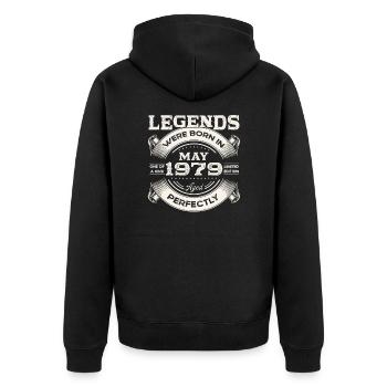 Geburtstag 1979 Mai 1979 Jahrgang 1979 Legende 79 - Unisex Premium Bio Zip Hoodie - Schwarz - Hinten - Nico (187cm)
