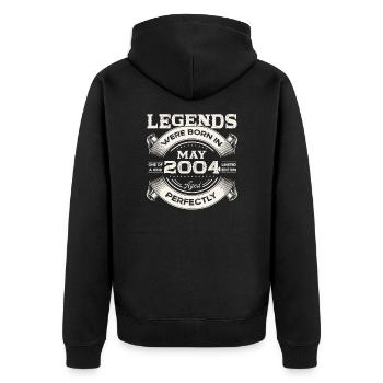 Geburtstag 2004 Mai 2004 Jahrgang 2004 Legende 04 - Unisex Premium Bio Zip Hoodie - Schwarz - Hinten - Nico (187cm)