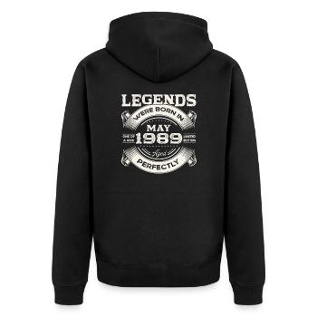 Birthday 1989 May 1989 Vintage 1989 Legend 89 - Unisex Premium Organic Zip Hoodie - black - Back - Nico (187cm)