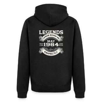 Date de naissance 1984 Mai 1984 Millésime 1984 Légende 84 - Veste à capuche bio Premium Unisexe - noir - Dos - Nico (187cm)