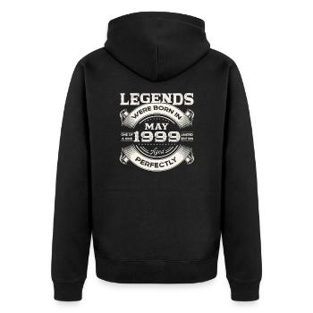 Anniversaire 1999 Mai 1999 Millésime 1999 Légende 99 - Veste à capuche bio Premium Unisexe - noir - Dos - Nico (187cm)