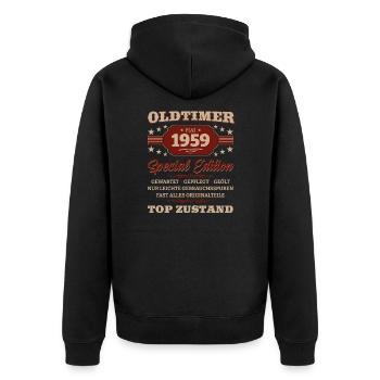 Oldtimer Mai 1959 Jahrgang 1959 Geburtstag 1959 - Unisex Premium Bio Zip Hoodie - Schwarz - Hinten - Nico (187cm)
