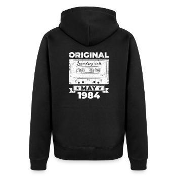 Geburtstag 1984 Mai 1984 Jahrgang 1984 Legende 84 - Unisex Premium Bio Zip Hoodie - Schwarz - Hinten - Nico (187cm)