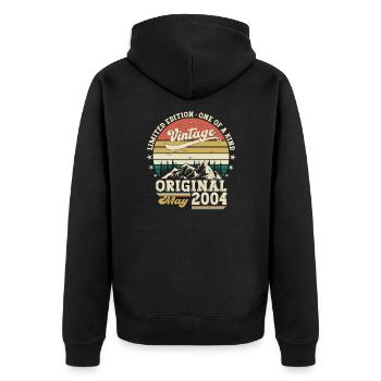 Geburtstag 2004 Mai 2004 Vintage 2004 Legende 04 - Unisex Premium Bio Zip Hoodie - Schwarz - Hinten - Nico (187cm)