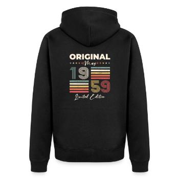 Geburtstag 1959 Mai 1959 Jahrgang 1959 Legende 59 - Unisex Premium Bio Zip Hoodie - Schwarz - Hinten - Nico (187cm)