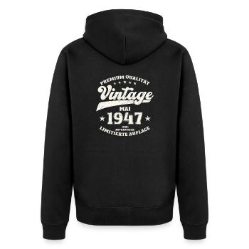Vintage Mai 1947 Jahrgang 1947 Geburtstag 1947 - Unisex Premium Bio Zip Hoodie - Schwarz - Hinten - Nico (187cm)
