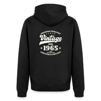 Vintage Mai 1965 Jahrgang 1965 Geburtstag 1965 - Unisex Premium Bio Zip Hoodie - Schwarz - Hinten - Nico (187cm)