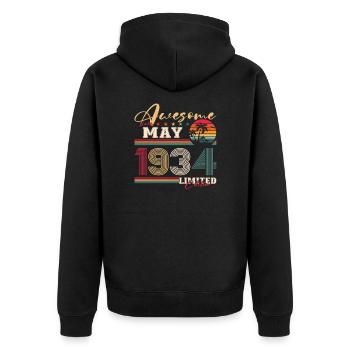 Original Mai 1934 Jahrgang 1934 Geburtstag 1934 - Unisex Premium Bio Zip Hoodie - Schwarz - Hinten - Nico (187cm)