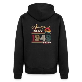 Awesome May 1949 Vintage 1949 Birthday 1949 - Unisex Premium Organic Zip Hoodie - black - Back - Nico (187cm)
